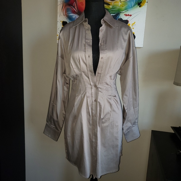 Dynamite Dresses & Skirts - New with tags Dynamite beige dress collard neck size xs